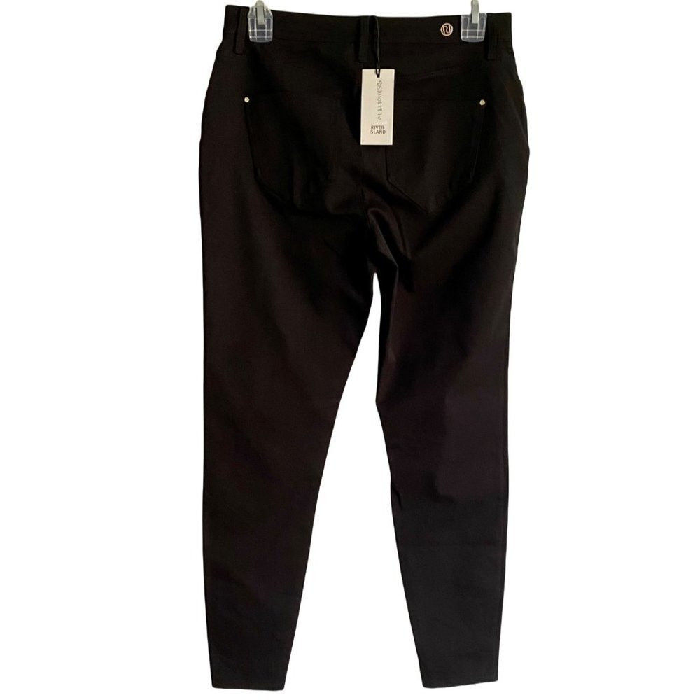 River Island Black Molly Twill Mid Rise Skinny Trouser Pants Size 6 NEW